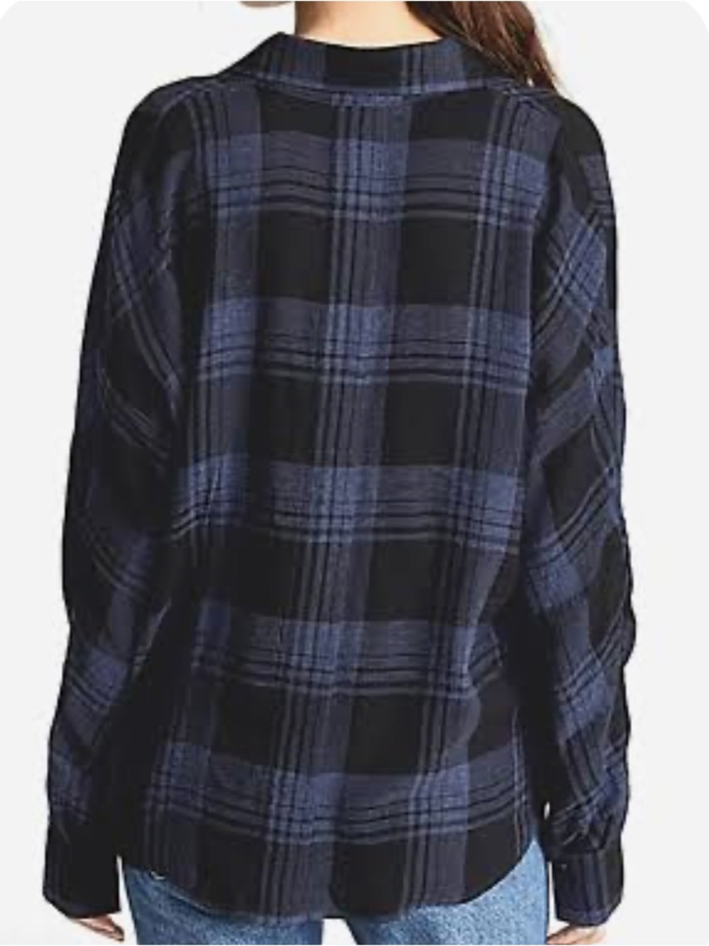 Vince Black & Blue Heathered Lightweight Plaid  Pullover blouse . - Picture 3 of 10